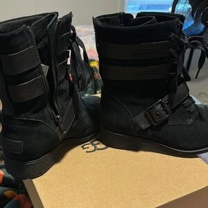 UGG Women's Black Combat Boots, worn twice.